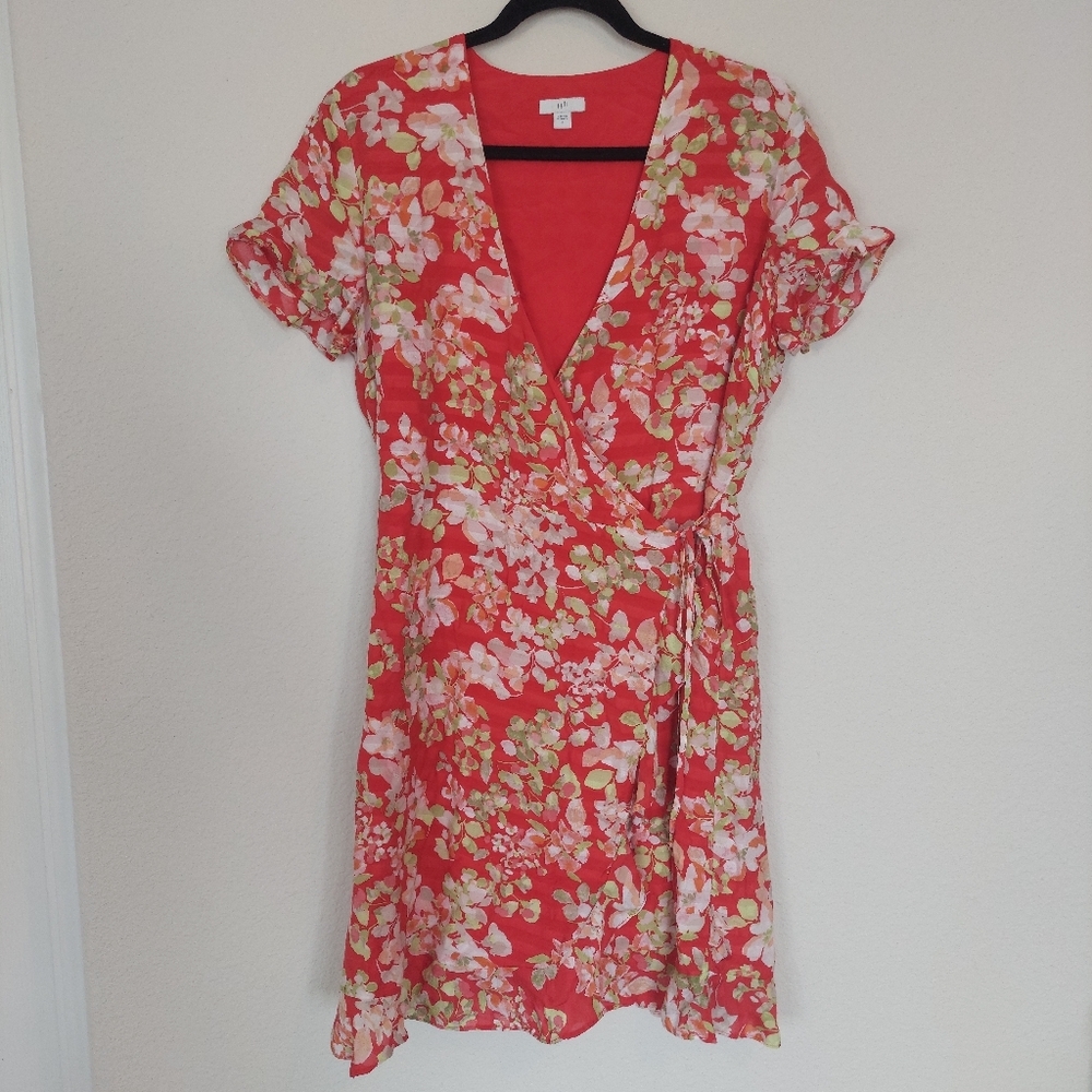 J.Jill Floral‎ Wrap Dress Mini Dress Size Meduim